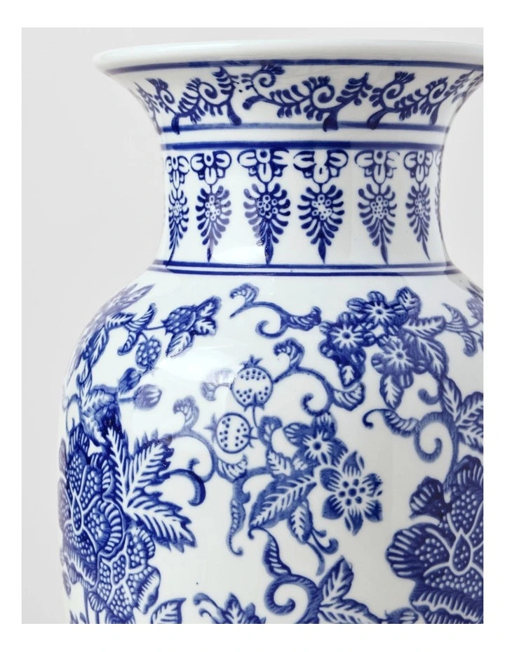 Hand Painted Tall Ginger Jar Vase in Blue 35cm image 4