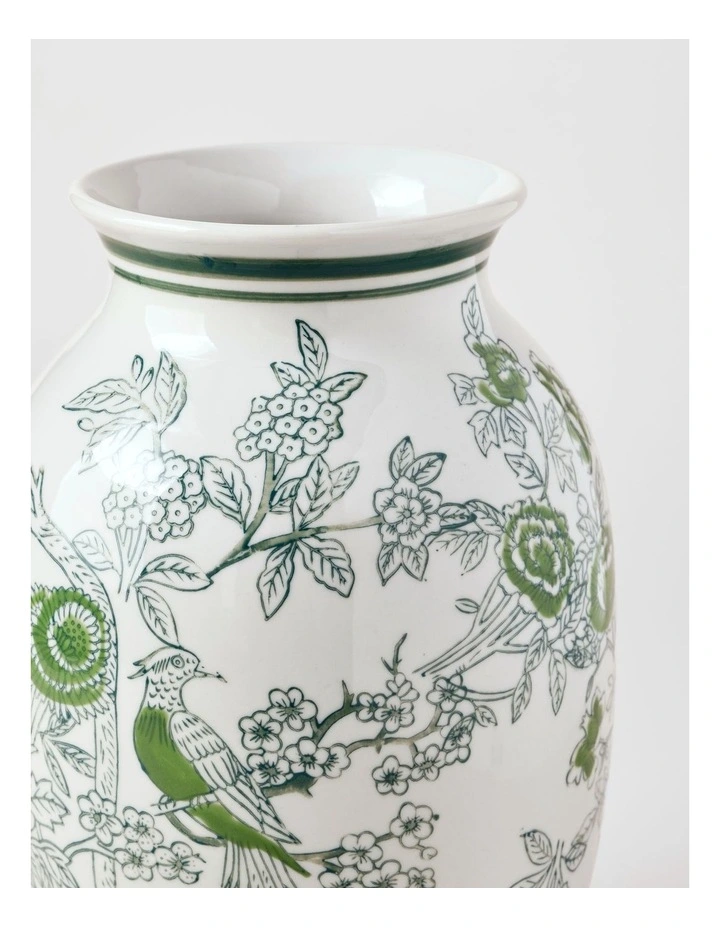 Hand Painted Tall Ginger Jar Vase 30cm in Green image 4