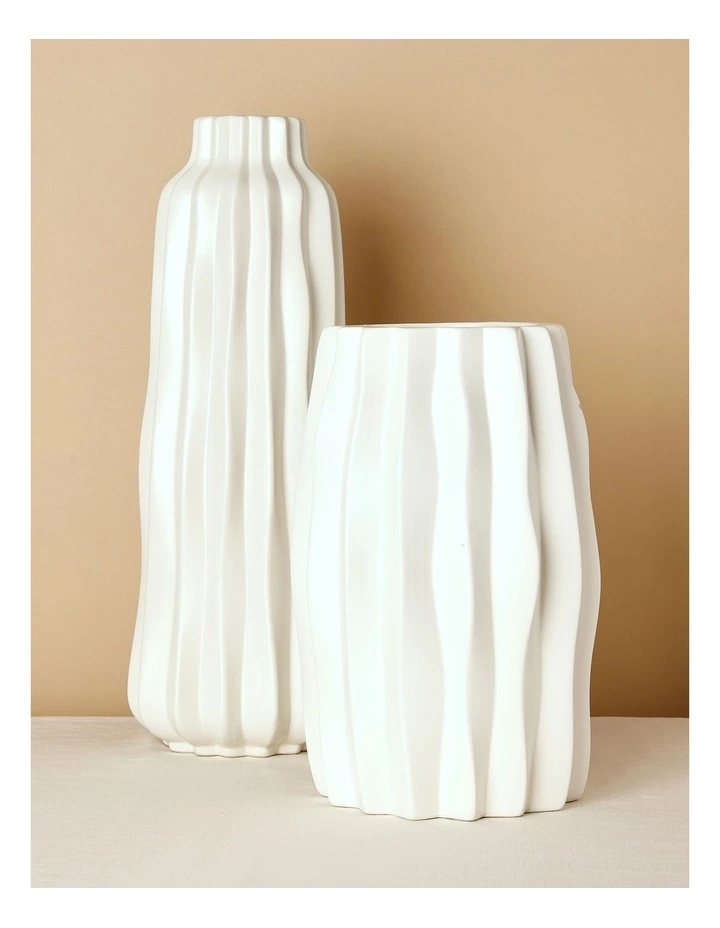 Ballina Ceramic Vase 30cm in White image 2