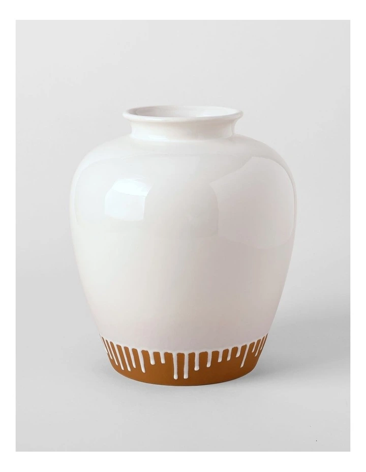 Nirimba Glazed Ceramic Vase 30cm in Beige image 1