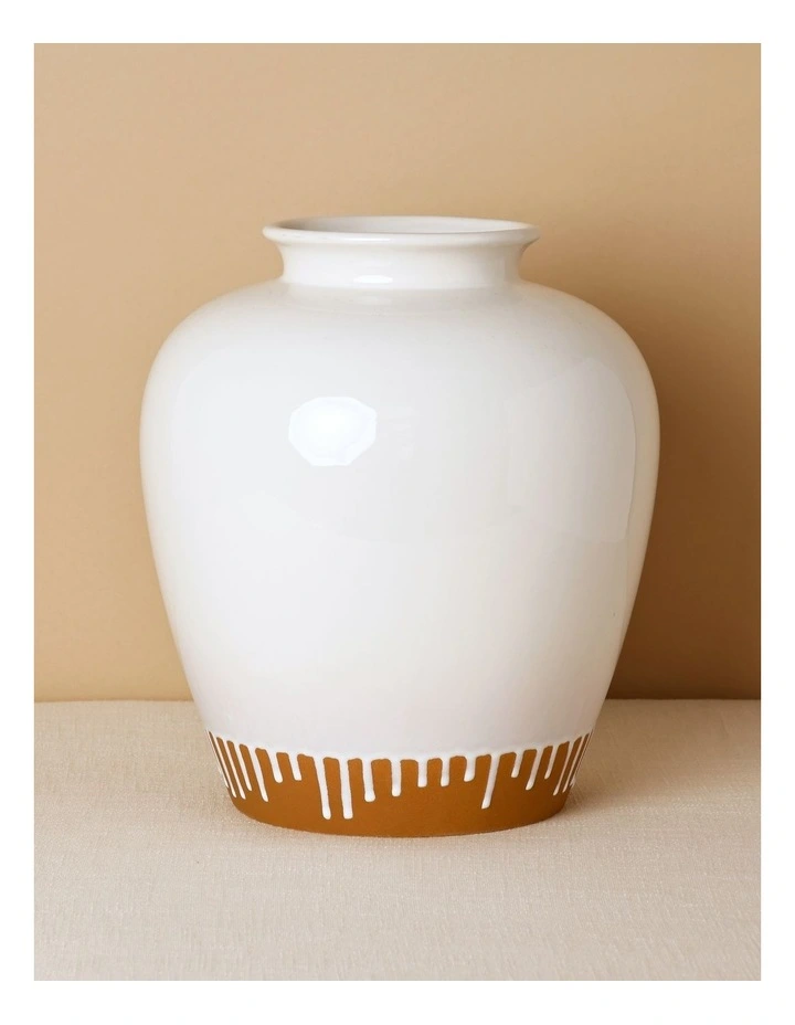 Nirimba Glazed Ceramic Vase 30cm in Beige image 2