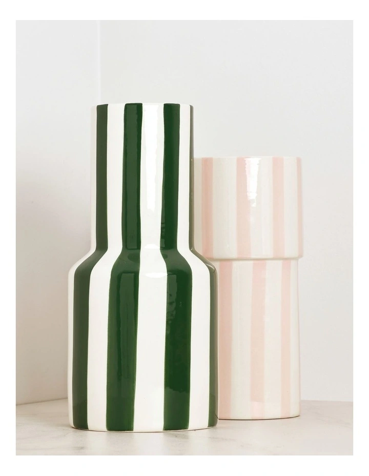 Robbie Striped Vase 28cm in Green image 2