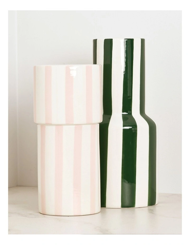 Robbie Striped Vase 24cm in Pink image 2
