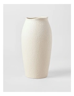 Peninsula Textured Ceramic Vase 21cm in Matte White