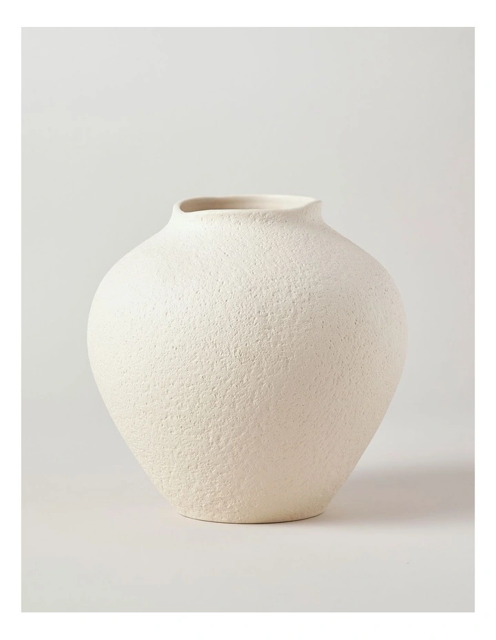 Peninsula Textured Ceramic Vase 21cm in Matte White image 1