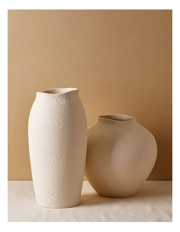 Peninsula Textured Ceramic Vase 21cm in Matte White