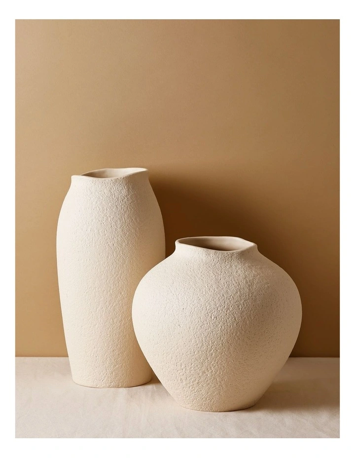 Peninsula Textured Ceramic Vase 21cm in Matte White image 2