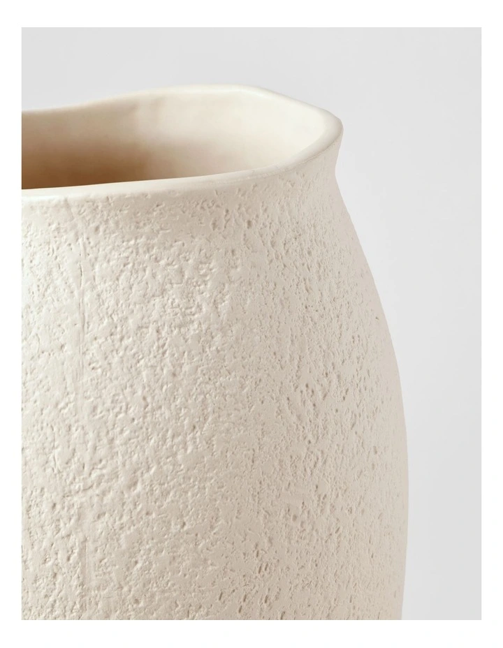 Peninsula Textured Ceramic Vase 21cm in Matte White image 3