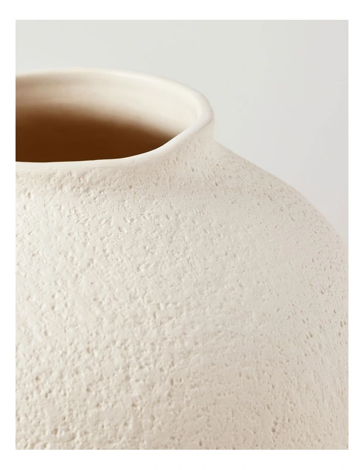 Peninsula Textured Ceramic Vase 21cm in Matte White image 3
