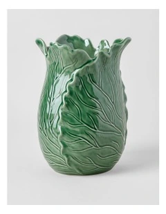 Ivy Ceramic Cabbage Vase 30cm in Green