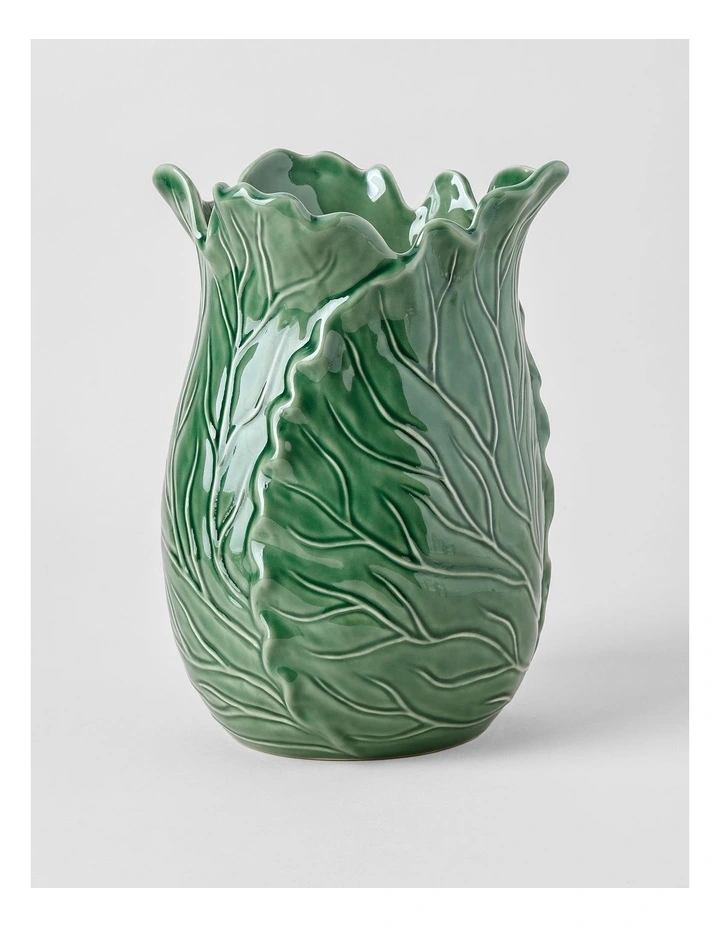 Ivy Ceramic Cabbage Vase 30cm in Green image 1