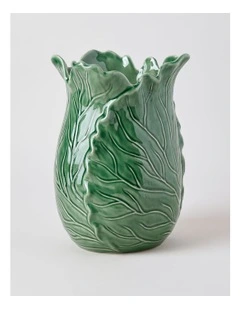 Ivy Ceramic Cabbage Vase 30cm in Green