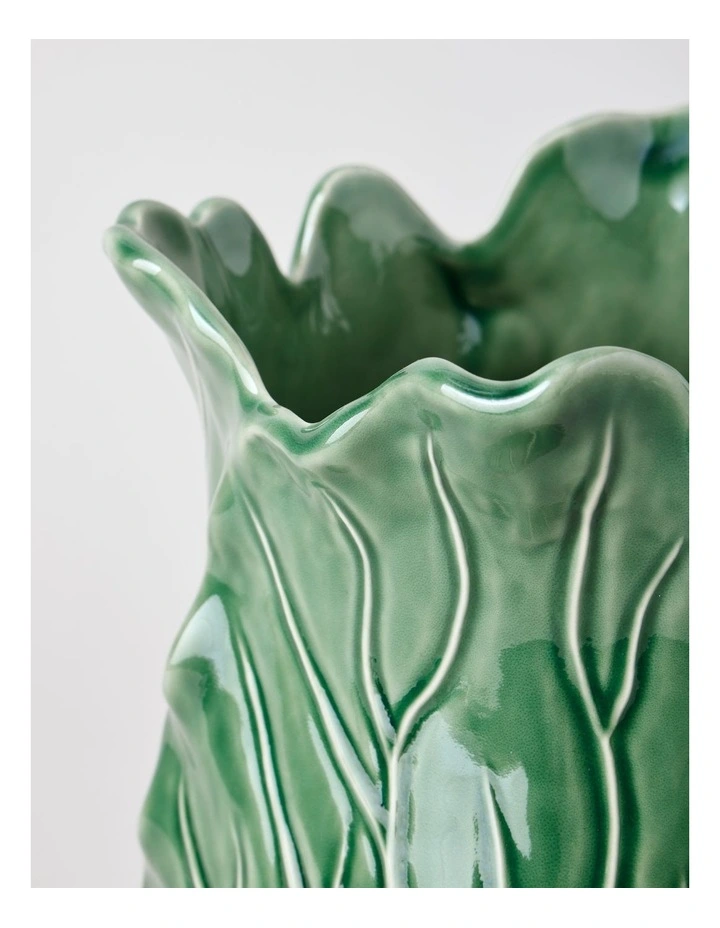 Ivy Ceramic Cabbage Vase 30cm in Green image 2