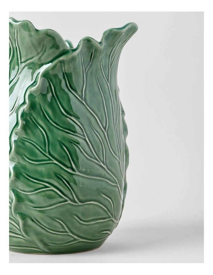 Ivy Ceramic Cabbage Vase 30cm in Green image 3