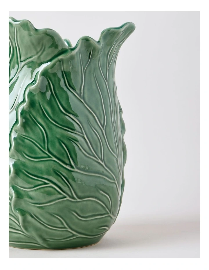 Ivy Ceramic Cabbage Vase 30cm in Green image 3