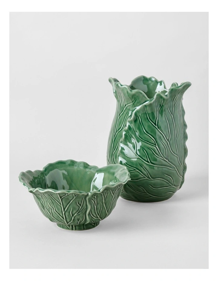 Ivy Ceramic Cabbage Vase 30cm in Green image 4