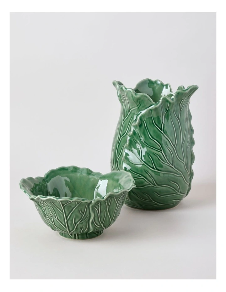 Ivy Ceramic Cabbage Vase 30cm in Green image 4