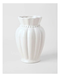 Iris Ceramic Scallop Vase 25cm in White