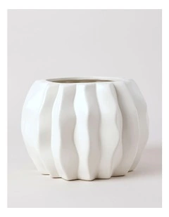 Ballina Ceramic Vase Round 24cm in White