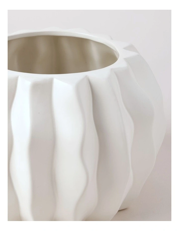 Ballina Ceramic Vase Round 24cm in White image 2