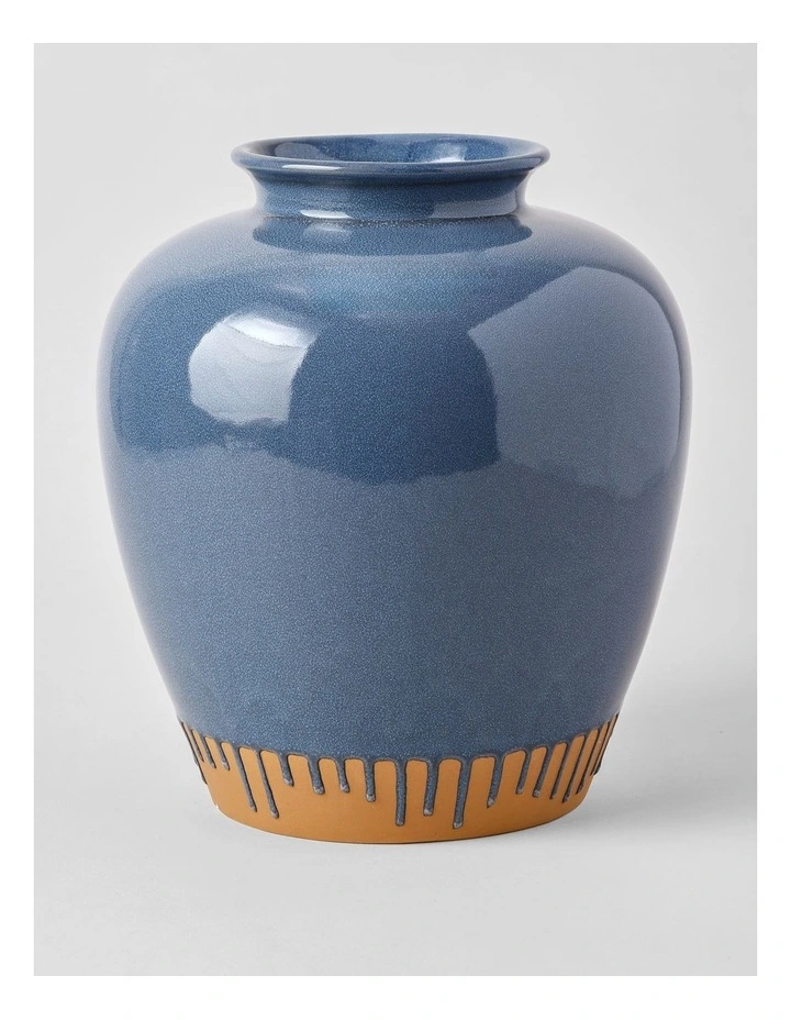 Nirimba Glazed Ceramic Vase 30cm in Blue image 1
