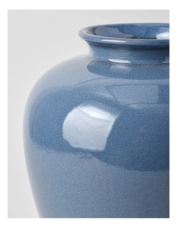 Nirimba Glazed Ceramic Vase 30cm in Blue image 2