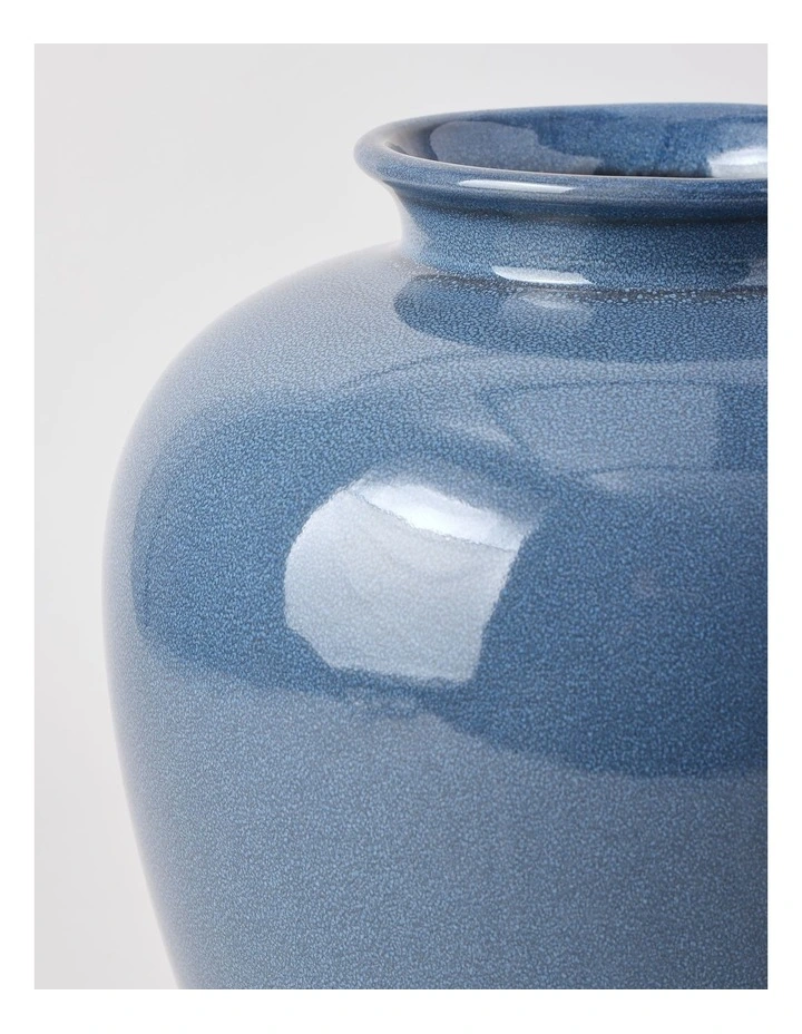 Nirimba Glazed Ceramic Vase 30cm in Blue image 2
