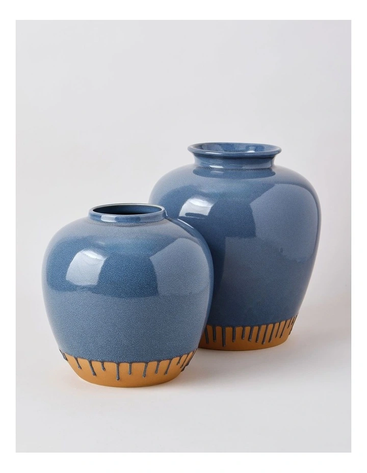 Nirimba Glazed Ceramic Vase 30cm in Blue image 4