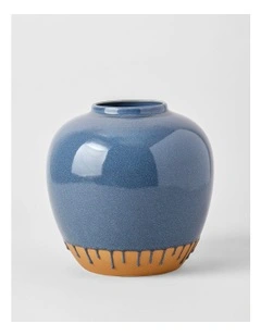 Nirimba Glazed Ceramic Vase 24cm in Blue