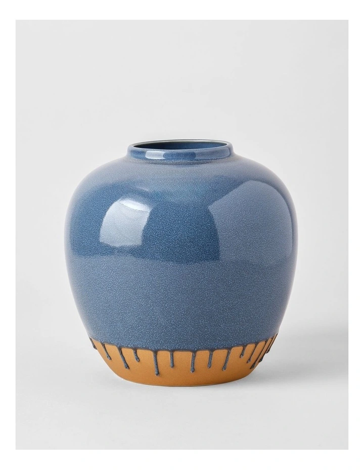 Nirimba Glazed Ceramic Vase 24cm in Blue image 1