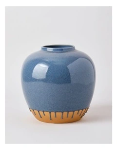 Nirimba Glazed Ceramic Vase 24cm in Blue