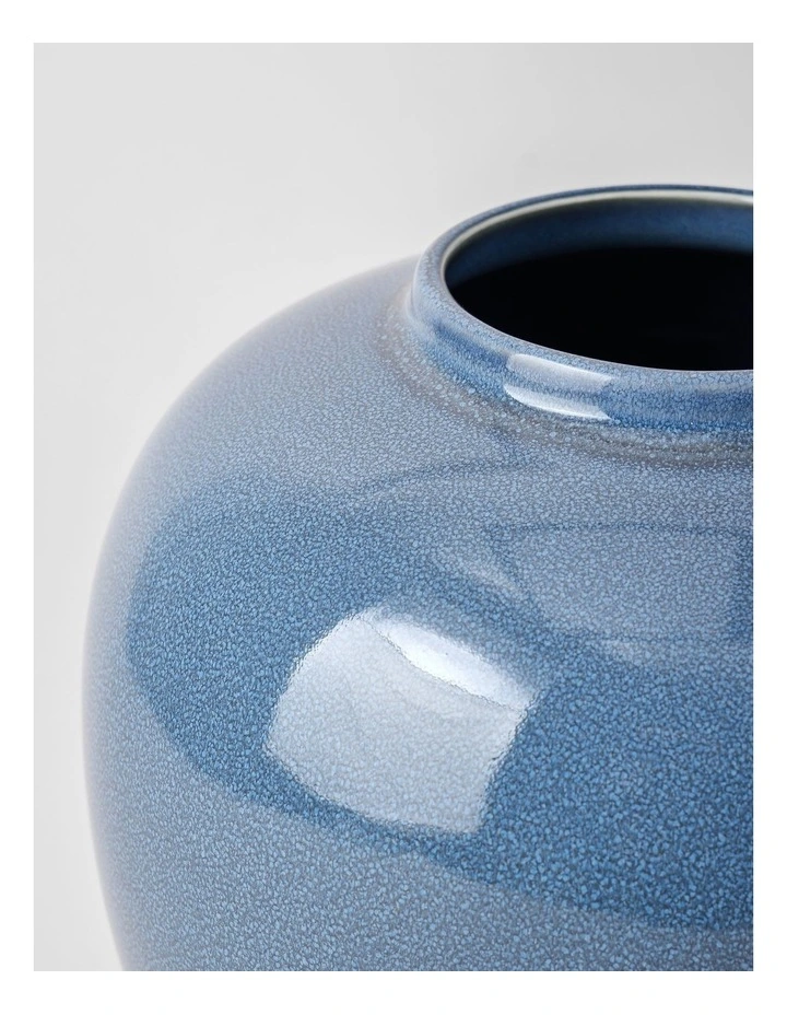 Nirimba Glazed Ceramic Vase 24cm in Blue image 2