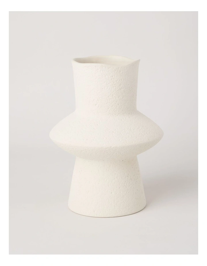 Peninsula Textured Ceramic Vase 27cm in Matte White image 1