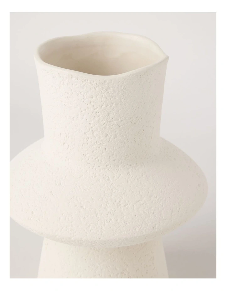 Peninsula Textured Ceramic Vase 27cm in Matte White image 3