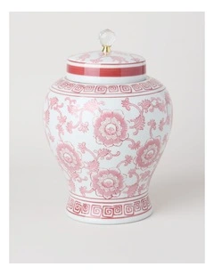 Hand-Painted Large Ginger Jar in Pink and White 22.5x32cm