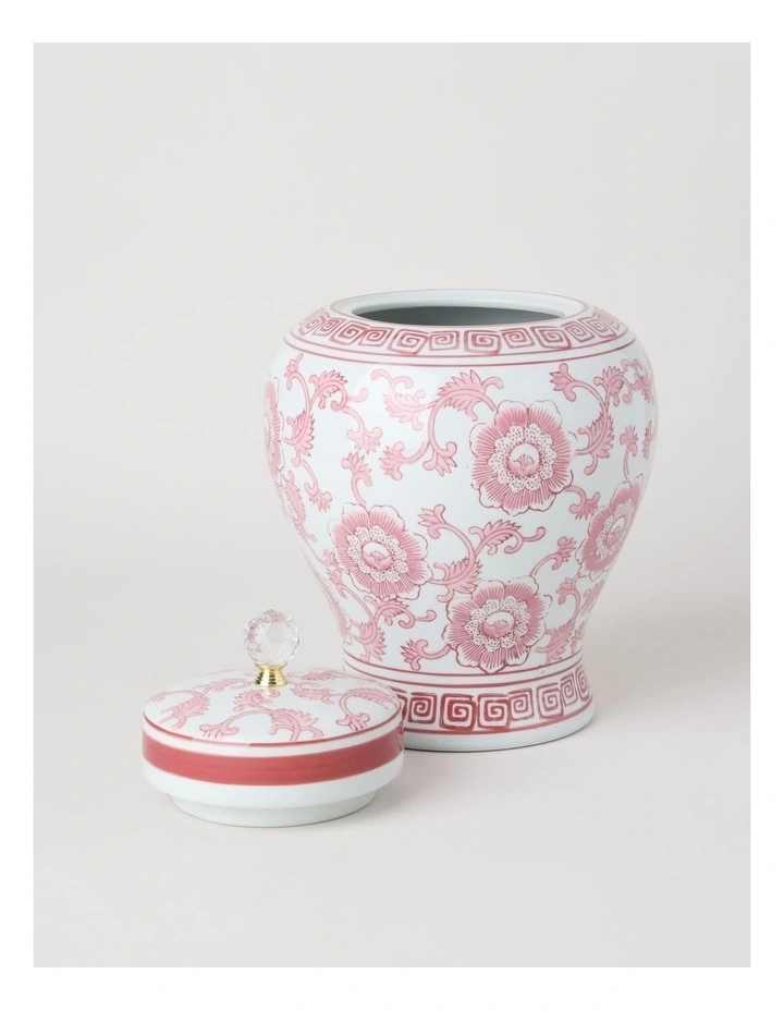Hand-Painted Large Ginger Jar in Pink and White 22.5x32cm image 3