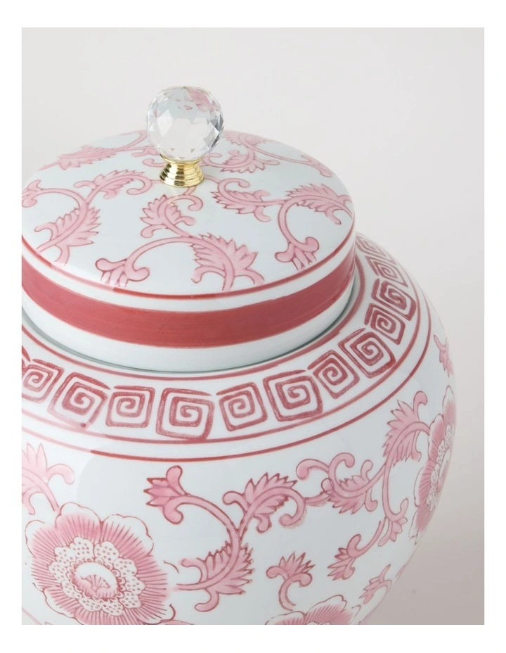 Hand-Painted Large Ginger Jar in Pink and White 22.5x32cm image 4