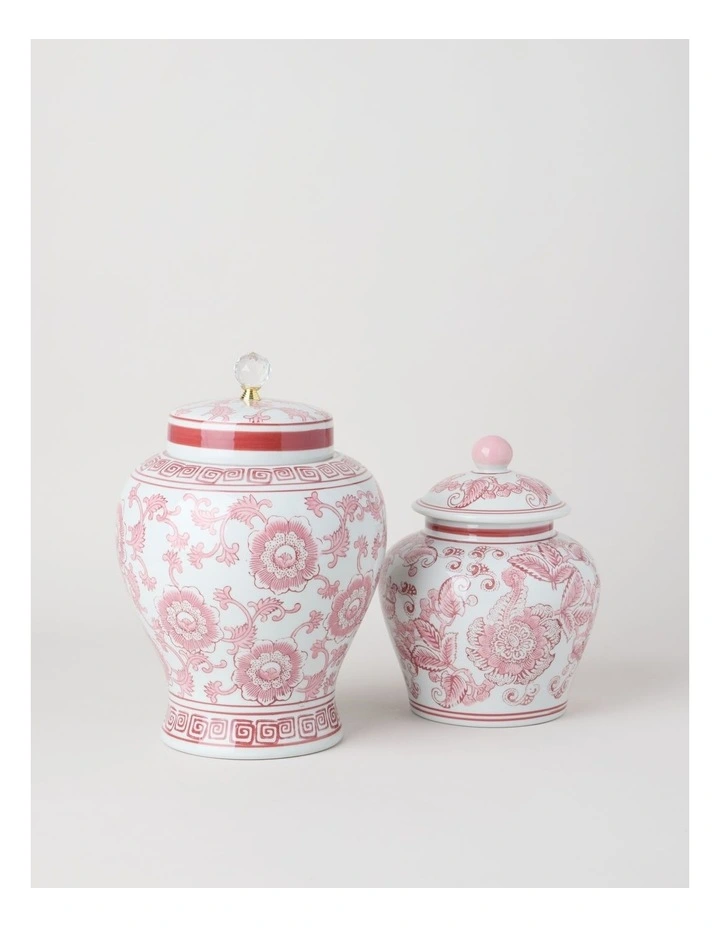Hand-Painted Large Ginger Jar in Pink and White 22.5x32cm image 4