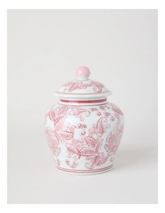 Hand-Painted Round Ginger Jar in Pink and White 19.8x24cm