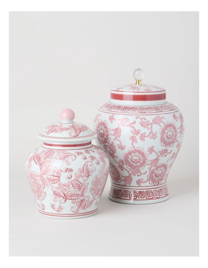 Hand-Painted Round Ginger Jar in Pink and White 19.8x24cm image 4