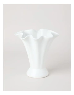 Posey Fan Ceramic Vase 25cm in White
