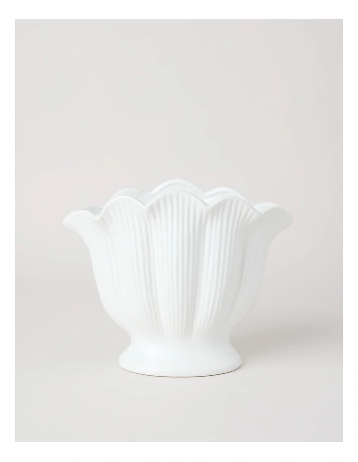 Posey Textured Ceramic Vase 20cm in White image 1