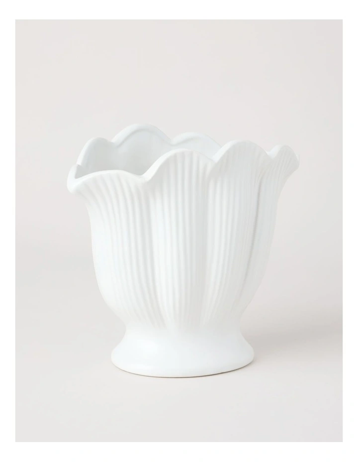 Posey Textured Ceramic Vase 20cm in White image 3