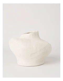Rowan Textured Ceramic Vase 18cm in Beige