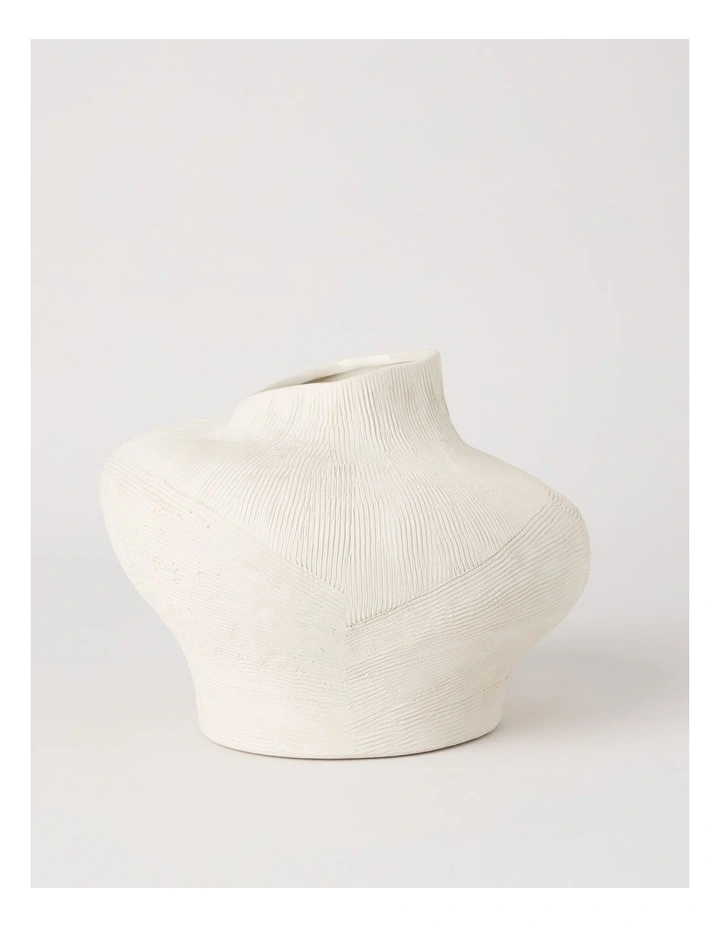 Rowan Textured Ceramic Vase 18cm in Beige image 1