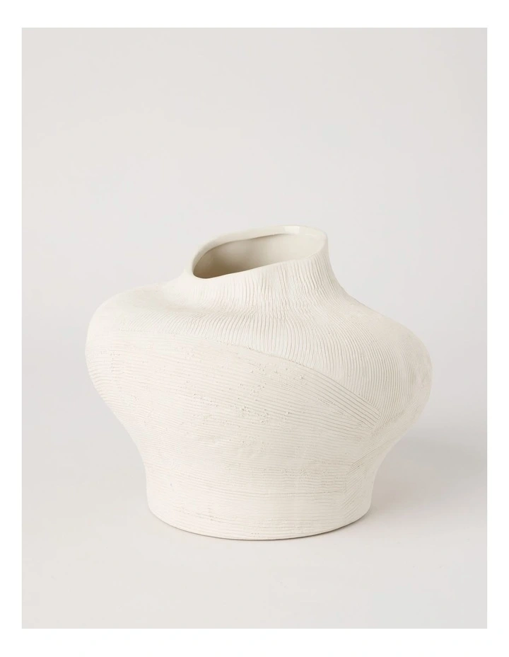 Rowan Textured Ceramic Vase 18cm in Beige image 3