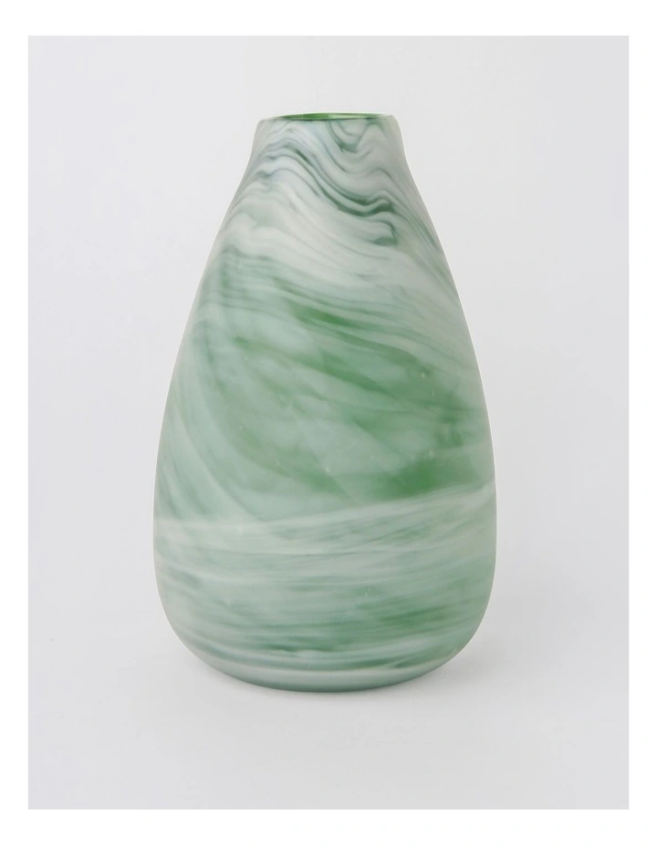 Seaford Frosted Teardrop Glass Vase 28cm in Green image 1