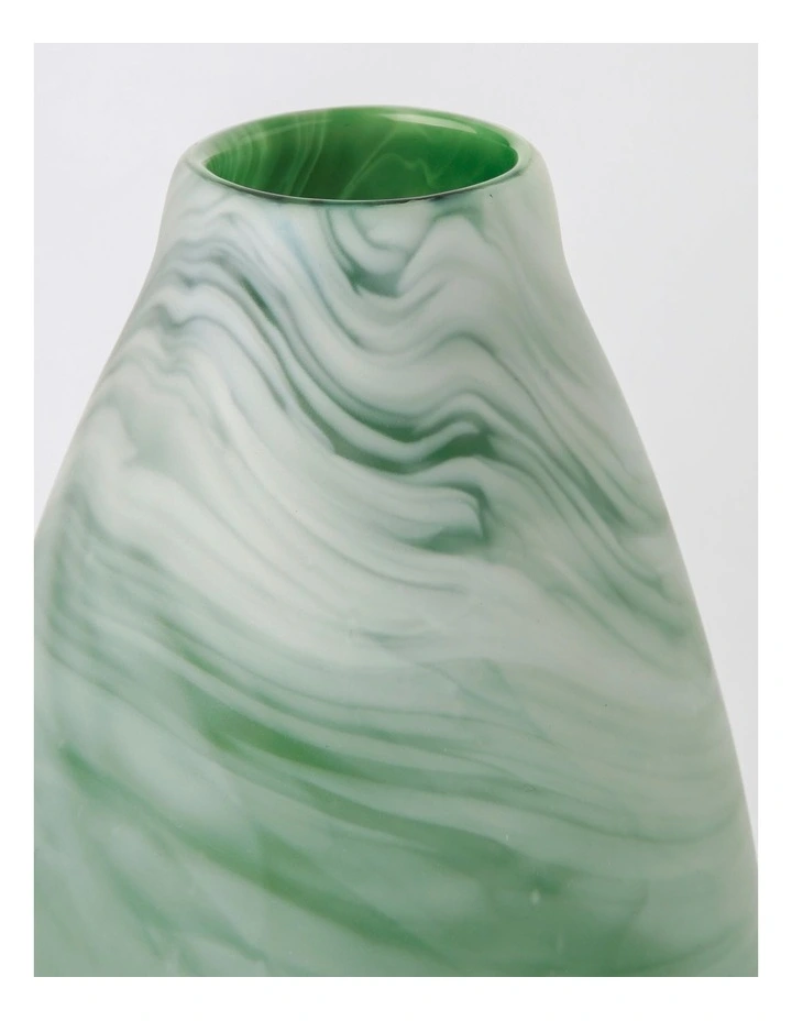 Seaford Frosted Teardrop Glass Vase 28cm in Green image 3
