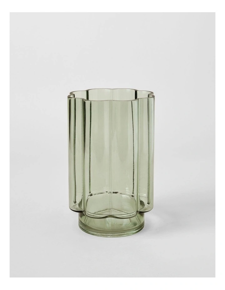Arbor Ribbed Vase 23cm in Green image 1