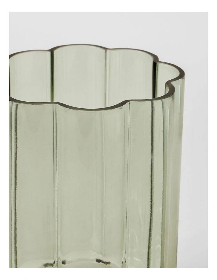 Arbor Ribbed Vase 23cm in Green image 3